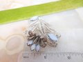 Vintage ENZELL Sterling Silver Brooch Filigree Flower Bouquet Pin Blue Moonstone Glass 925 Designer Mid Century Jewelry Gift, VivianJoel.com