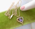Vintage KREMENTZ Heart Pendant Necklace Minimalist Purple Clear Crystal Gold Overlay Designer Mid Century Jewelry Gift, VivianJoel.com