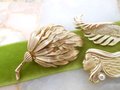 Vintage LOT 3 Figural Brooch Collection Gold Tone Plate AJC GERRYS Leaf Destash Jewelry Mid Century Gift, VivianJoel.com