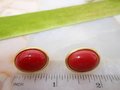 Vintage TRIFARI TM Red Lucite Earrings Pierced Post Gold Plate Modern Designer Jewelry Gift, VivianJoel.com