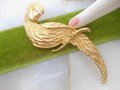 Vintage JJ Huge Parrot Bird Brooch Gold Plate Designer Pin Statement Drama Mid Century Jewelry Gift, VivianJoel.com