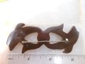 Vintage BAKELITE Flying Bird Brooch Bow Pin Carved Chocolate Brown Old Plastic Mid Century Jewelry Gift, VivianJoel.com