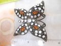 Vintage Big Butterfly Brooch Moth Pin Rhinestone Black Goth Figural Insect Jewelry Gift, VivianJoel.com
