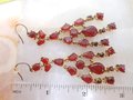 Vintage MONET Runway Designer Earrings Red Crystal Rhinestone Dangle Drop Chandelier Statement Designer Jewelry Gift, VivianJoel.com