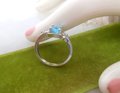 Vintage STERLING SILVER Ring Blue Aquamarine Crystal 925 Designer March Birthstone Jewelry Gift Size 7.25", VivianJoel.com