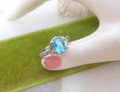 Vintage STERLING SILVER Ring Blue Aquamarine Crystal 925 Designer March Birthstone Jewelry Gift Size 7.25", VivianJoel.com
