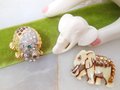 Vintage LOT 3 Elephant Rhinestone Pin Brooch Chunky Fruit Salad Crystal Figural Resin Plastic Mid Century Jewelry Gift, VivianJoel.com