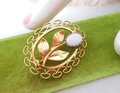 Vintage Opal Brooch Filigree Pin Gold Fill KL Charles Rothman Jewelry Gift Minimalist Designer Mid Century, VivianJoel.com