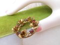 Vintage AUSTRIA Rhinestone Red Brooch Crystal Pin Flower Wreath Designer Regency Revival Mid Century Jewelry, VivianJoel.com