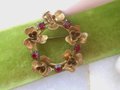 Vintage AUSTRIA Rhinestone Red Brooch Crystal Pin Flower Wreath Designer Regency Revival Mid Century Jewelry, VivianJoel.com