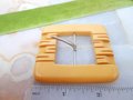 Vintage BAKELITE Belt Buckle Clasp Clip Carved Mustard Butterscotch Art Deco Old Plastic Jewelry Gift Mid Century, VivianJoel.com
