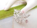 Vintage LISNER Ice Brooch Clear Leaf Flower Pin Designer Rhinestone Crystal Mid Century Jewelry Gift, VivianJoel.com