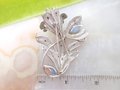 Vintage ENZELL Sterling Silver Brooch Filigree Flower Bouquet Pin Blue Moonstone Glass 925 Designer Mid Century Jewelry Gift, VivianJoel.com