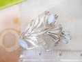 Vintage ENZELL Sterling Silver Brooch Filigree Flower Bouquet Pin Blue Moonstone Glass 925 Designer Mid Century Jewelry Gift, VivianJoel.com