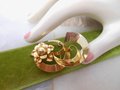 Vintage JMS Brooch Gold Fill Designer Pin Flower Pendant Swirl Ribbon GF Mid Century Jewelry Gift, VivianJoel.com
