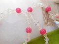 Vintage Pink Bead Crystal Necklace Sugar Bicone Aurora Borealis Mid Century Jewelry Gift, VivianJoel.com
