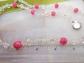 Vintage Pink Bead Crystal Necklace Sugar Bicone Aurora Borealis Mid Century Jewelry Gift, VivianJoel.com