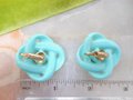 Vintage Aqua Blue Atomic Flower Earrings Plastic Clip On Retro Mod Mid Century Jewelry Gift, VivianJoel.com