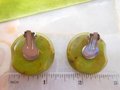 Vintage BAKELITE Chunky Green Earrings Clip On Spinach Marbled Plastic Mid Century Jewelry Gift, VivianJoel.com