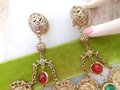 Vintage Huge Coin Moghul Earrings Clip On Drop Dangle Chandelier Chunky Fab Shoulder Duster Statement Runway Jewelry Gift, VivianJoel.com