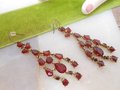 Vintage MONET Runway Designer Earrings Red Crystal Rhinestone Dangle Drop Chandelier Statement Designer Jewelry Gift, VivianJoel.com