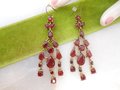 Vintage MONET Runway Designer Earrings Red Crystal Rhinestone Dangle Drop Chandelier Statement Designer Jewelry Gift, VivianJoel.com