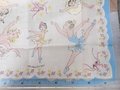 Vintage Child Hanky 100% Cotton Handkerchief Ballerina Pink Blue 50s Graphics Never Used Mid Century Gift, VivianJoel.com