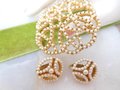 Vintage CAPRI Faux Pearl SET  Big Brooch Flower Earrings Regency Revival Designer Mid Century Jewelry Gift, VivianJoel.com