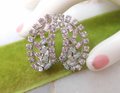 Vintage WEST GERMANY Rhinestone Earrings Clip On Ear Climbers Ice Clear Crystal Wedding Jewelry Mid Century Gift, VivianJoel.com
