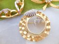 Vintage LOT 3 Rhinestone Brooch Clear Crystal Wreath Pin Brooch MAMSELLE Ribbon Bow Gold Plate Designer Mid Century Jewelry, VivianJoel.com