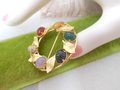 Vintage Designer Gemstone Scarab Wreath Brooch KL 12KT Gold Fill Pin GF Filled Charles Rothman Mid Century Jewelry Gift, VivianJoel.com
