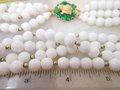 Vintage White Milk Glass Bead Necklace Collar 4 Strand Enamel Frog Clasp Mid Century Jewelry Summer Gift, VivianJoel.com
