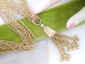 Vintage MARVELLA Pendant Necklace Fringe Chain Tassel Multi Strand Swingy Designer Mid Century Jewelry Gift, VivianJoel.com