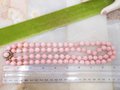 Vintage Pink Art Glass Bead Necklace Two Strand Mottled Peking Jewelry Gift Mid Century, VivianJoel.com