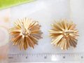 Vintage SARAH COVENTRY Flower Earrings Big Jumbo Clip On Designer Gold Tone Plate Daisy Mid Century Jewelry Gift, VivianJoel.com