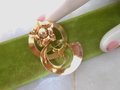 Vintage JMS Brooch Gold Fill Designer Pin Flower Pendant Swirl Ribbon GF Mid Century Jewelry Gift, VivianJoel.com