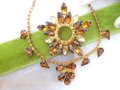 Vintage Topaz Brooch Flower Rhinestone Starburst Pin Necklace Set Wreath Juliana Style Jewelry Gift  Mid Century, VivianJoel.com