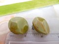 Vintage BAKELITE Chunky Green Earrings Clip On Spinach Marbled Plastic Mid Century Jewelry Gift, VivianJoel.com