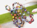 Vintage Millefiori Bead Long 25" Necklace Million Flower Art Glass Venetian Murano Jewelry Gift Mid Century, VivianJoel.com