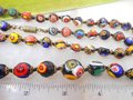 Vintage Millefiori Bead Long 25" Necklace Million Flower Art Glass Venetian Murano Jewelry Gift Mid Century, VivianJoel.com
