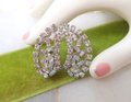 Vintage WEST GERMANY Rhinestone Earrings Clip On Ear Climbers Ice Clear Crystal Wedding Jewelry Mid Century Gift, VivianJoel.com