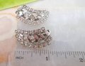Vintage WEST GERMANY Rhinestone Earrings Clip On Ear Climbers Ice Clear Crystal Wedding Jewelry Mid Century Gift, VivianJoel.com