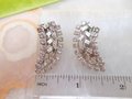 Vintage WEST GERMANY Rhinestone Earrings Clip On Ear Climbers Ice Clear Crystal Wedding Jewelry Mid Century Gift, VivianJoel.com