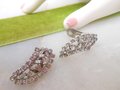 Vintage WEST GERMANY Rhinestone Earrings Clip On Ear Climbers Ice Clear Crystal Wedding Jewelry Mid Century Gift, VivianJoel.com