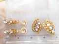 Vintage LOT 2 Earrings Rhinestone Clip On Ice Clear Gold Tone Plate Dangle Drop Jewelry Wedding Gift, VivianJoel.com