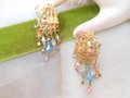 Vintage KIRKS FOLLY Earrings Designer Undersea Castle Crystal Dangle Drop Enamel Runway Jewelry Gift, VivianJoel.com