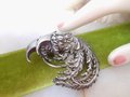 Vintage Eagle SILVER Dress Scarf Clip Fine Detail Enhancer Bird Crow Figural Accessory Mid Century Jewelry Gift, VivianJoel.com