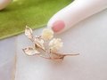 Vintage VAN DELL Flower Brooch Gold Fill Pin Carved Rose Petite Minimalist GF Designer Mid Century Jewelry Gift, VivianJoel.com