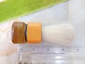 Vintage BAKELITE Shaving Brush Applejuice Mustard Two Tone Carved Vanity Dresser Mid Century Gift, VivianJoel.com
