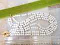 Vintage White Milk Glass Bead Necklace Collar 4 Strand Enamel Frog Clasp Mid Century Jewelry Summer Gift, VivianJoel.com